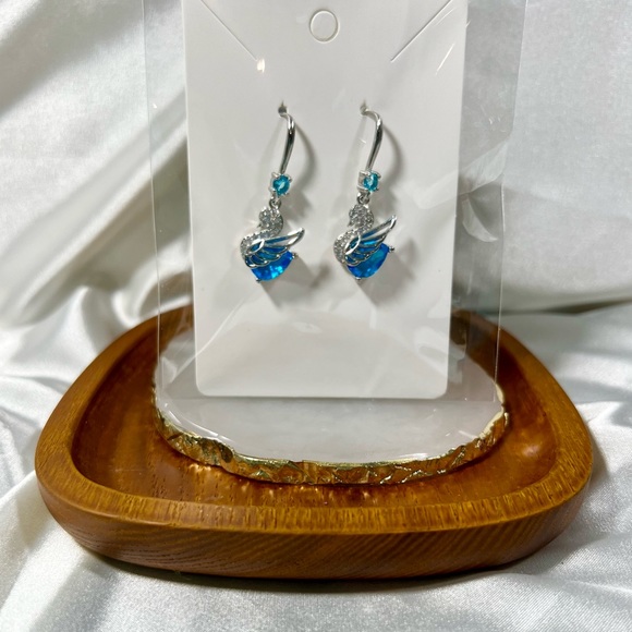 Blue Swan Dangle Earrings - Picture 2 of 5